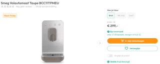 Smeg Volautomaat BCC11TPMEU koffiemachine voor €299 bij Art&Craft