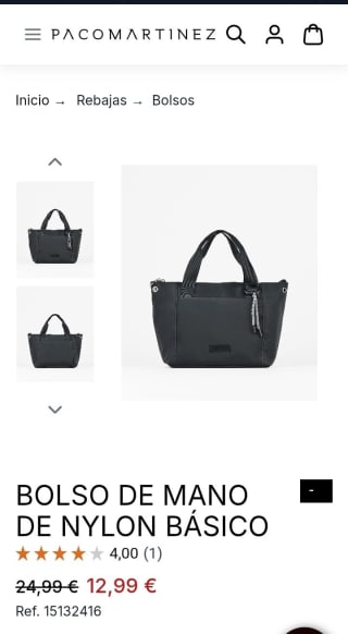 Bolso de mano de nylon básico por 12,99€.