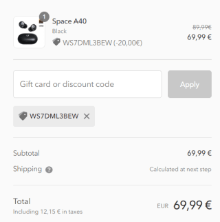 Soundcore Space A40 Hoofdtelefoon voor €69,99 dmv code bij Soundcore