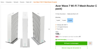 Acer Wave 7, wifi 7 Mesh Router, EU plug, triple pack draadloze router voor €139 bij Expert