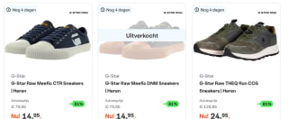 Tot 83% korting op diverse G-star schoenen bij Ibood