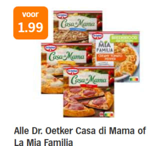 Alle Dr. Oetker Casa di Mama of La Mia Familia voor €2 bij de AH