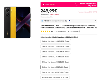 POCO X7 Pro 8GB/256GB NFC 5G Por 206,99€ envío desde España