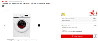 Lavadora carga frontal OK OWM 6143 D 6 kg por 169.15€