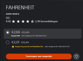 Fahrenheit voor €2,69 in de Playstation Store