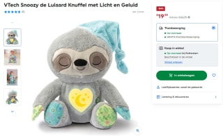 VTech Snoozy de Luiaard Knuffel met Licht en Geluid voor €19,99 bij Smyths Toys