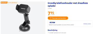 Grundig - telefoonhouder met draadloze oplader - 15 Watt voor €7,95 bij de Action