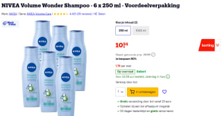 6 x 250 ml NIVEA Volume Wonder Shampoo voor €10,54 bij Bol