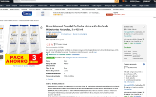 (3 x 400ml) Dove Advanced Care Gel De Ducha Hidratación Profunda Hidratantes Naturales por 6,74€
