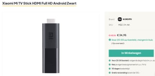 Xiaomi Mi TV Stick Full HD Android HDMI - Zwart voor €34,95 bij Update