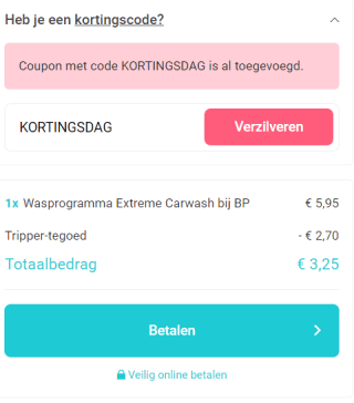 Wasbeurt 'Extreme carwash' bij BP voor €3,25 dmv code via Tripper