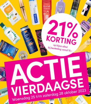 21% korting op bijna alles bij besteding vanaf €15 bij DA in de winkel