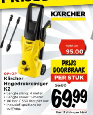 Kärcher hogedrukreiniger K2 voor €69,99 bij Vomar