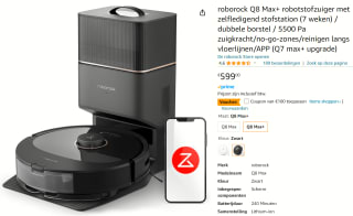 Roborock Q8 Max+ Robotstofzuiger voor €499 bij Amazon