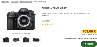 Nikon D7500 Body Digitale spiegelreflexcamera, voor €709 bij Proshop