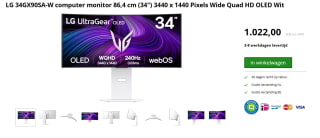 LG UltraGear OLED 34GX90SA-W Wit voor €1.022 bij Twaiko