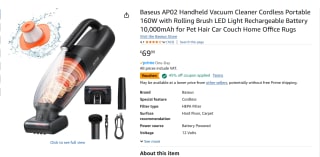 Baseus AP02 oplaadbare Handstofzuiger 160w voor €38,49 bij Amazon