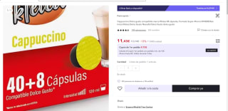Cappuccino Dolce gusto compatible marca Kfetea 48 cápsulas, por 11,43€ (cuenta nueva por 6,85€)