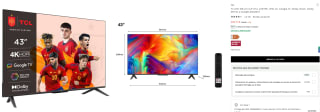 TV LED 43" TCL 43P735, UHD 4K, Google TV, Dolby Vision, Dolby Atmos y Google Assistant por 205,77€