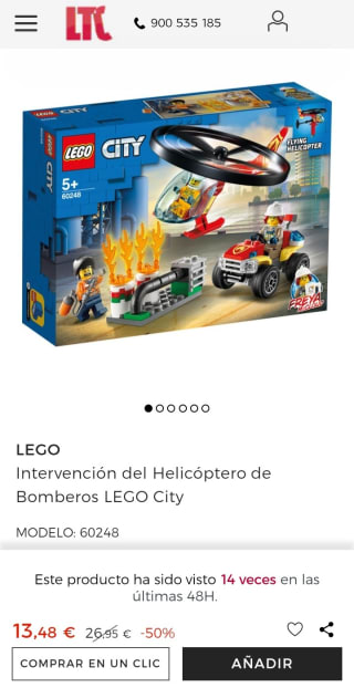 Intervención del Helicóptero de Bomberos LEGO City por 13,48€.