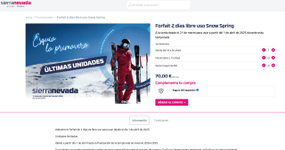 SIERRRA NEVADA Forfait 2 días libre uso Snow Spring por solo 70€