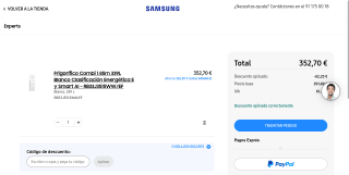 Frigorífico Combi Samsung 339L por 352,70€