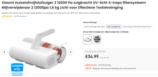 Xiaomi Huisstofmijt Stofzuiger 2 12000 Pa zuigkracht voor €34,99 bij Ochama
