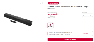 Barra de Sonido JBL Multibeam por $3,314 en Office Depot