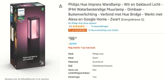 Philips Hue Outdoor sokkellamp Impress laag voor €98,46 bij Amazon