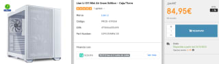 Caja PC ATX Lian Li O11 Air Mini White por 84,95€