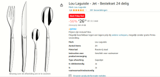 Lou Laguiole - Jet - Bestekset 24 delig rvs voor €26,99 bij Amazon