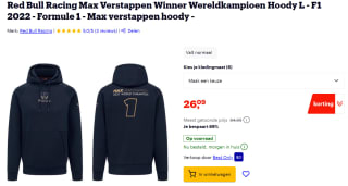 F1 hoodie Max Verstappen voor €26,09 bij Bol