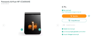 Panasonic Airfryer NF-CC600AXE voor €79 bij Art&Craft