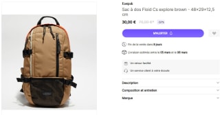 Sac à Dos Floid Cs Explore Brown 48×29×12,5cm à 30€