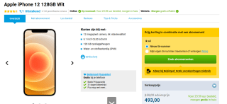Apple iPhone 12 - 128GB - voor €493 bij Belsimpel