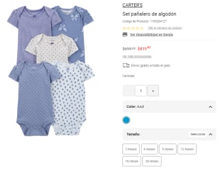 Set 5 Pañaleros Carter's por $419 | Descuento Liverpool