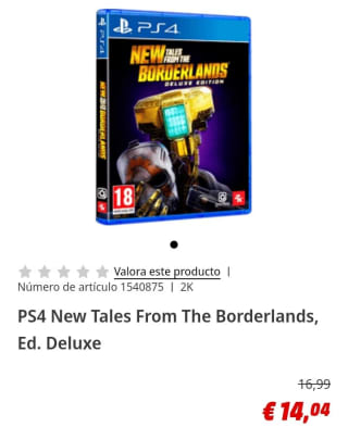 New Tales From The Borderlands, Ed. Deluxe PS4 por 14,04€.