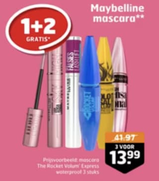 Trekpleister week 33 maybeline mascara 1+2 gratis