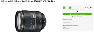 Nikon AF-S 24-120 mm 1:4G ED VR objectief voor €712,61 bij Fotodevakman