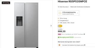 HISENSE RS5P535NPCE - Amerikaanse koelkast NoFrost voor €999,20 bij Expert