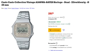 Casio Vintage A168WA-8AYES Horloge voor €29,39 bij Bol