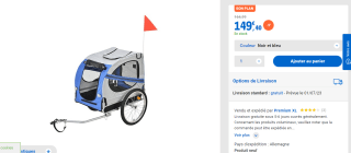 Remorque Vélo pour Chien Capacité 26 kg à 149,40€