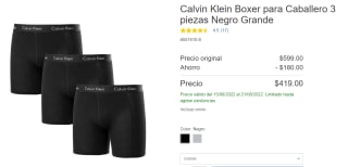 Pack 3 Bóxers Calvin Klein a $419 en Costco