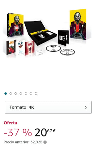 Joker Collector's Edition 4K Ultra HD + Blu Ray Box por 20,67€.