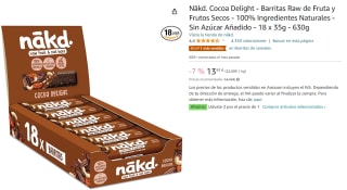 2 Cajas de 18 unidades de 35gr de Nākd. Cocoa Delight - Barritas Raw de Fruta y Frutos Secos por 13.91€
