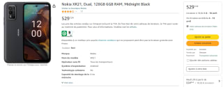 Smartphone NOKIA XR21 - 6GB de RAM, 128GB Stockage à 529,12€