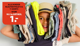 2e artikel €1 op alle kinder t-shirts & polo's bij terStal