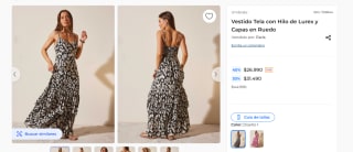 Vestido Tela con Hilo de Lurex y Capas en Ruedo por $26.990