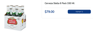 Cerveza Stella 6 Pack 330ml por $79 en Neto en Linea