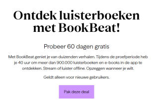 GRATIS 60 dagen luisterplezier met deze BookBeat kortingscode